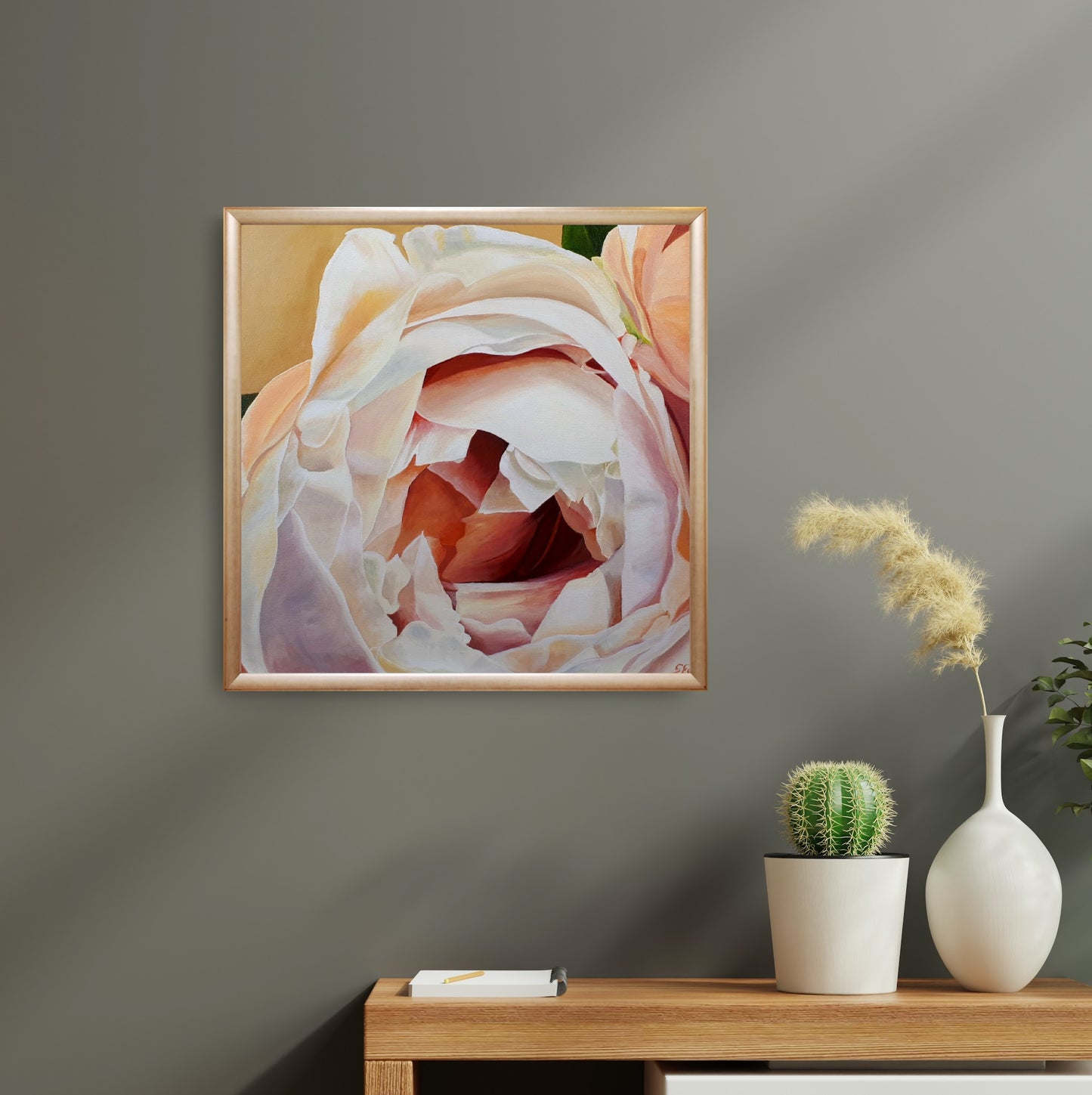 Cream blush rose, 50x50 cm