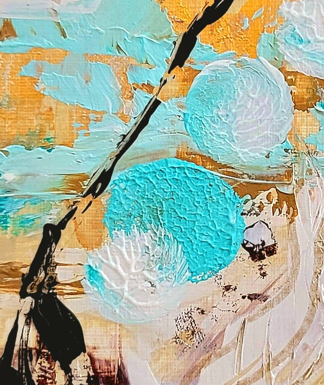 Golden turquoise abstract II, 18x24 cm