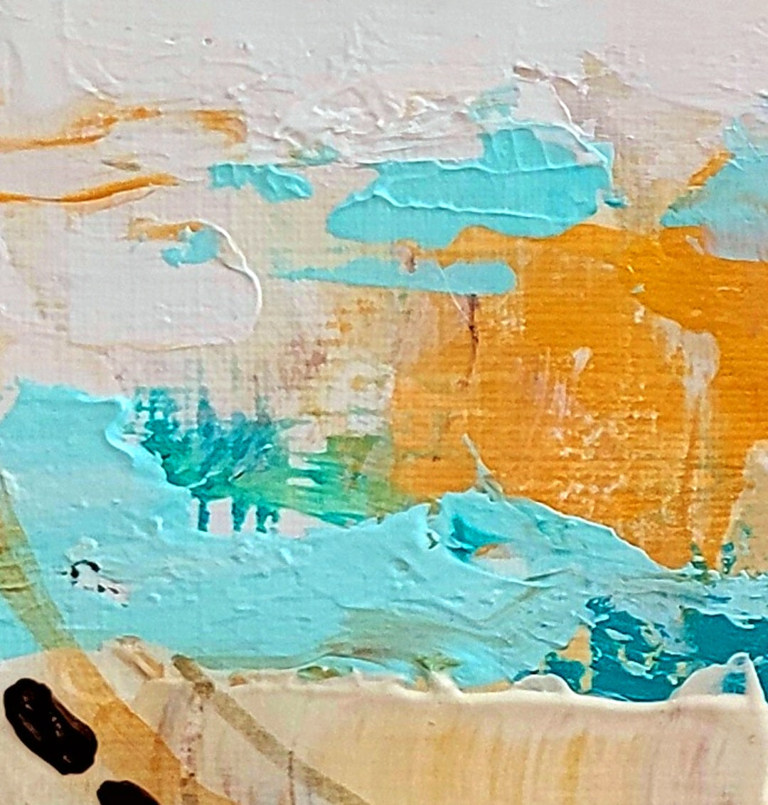 Golden turquoise abstract II, 18x24 cm