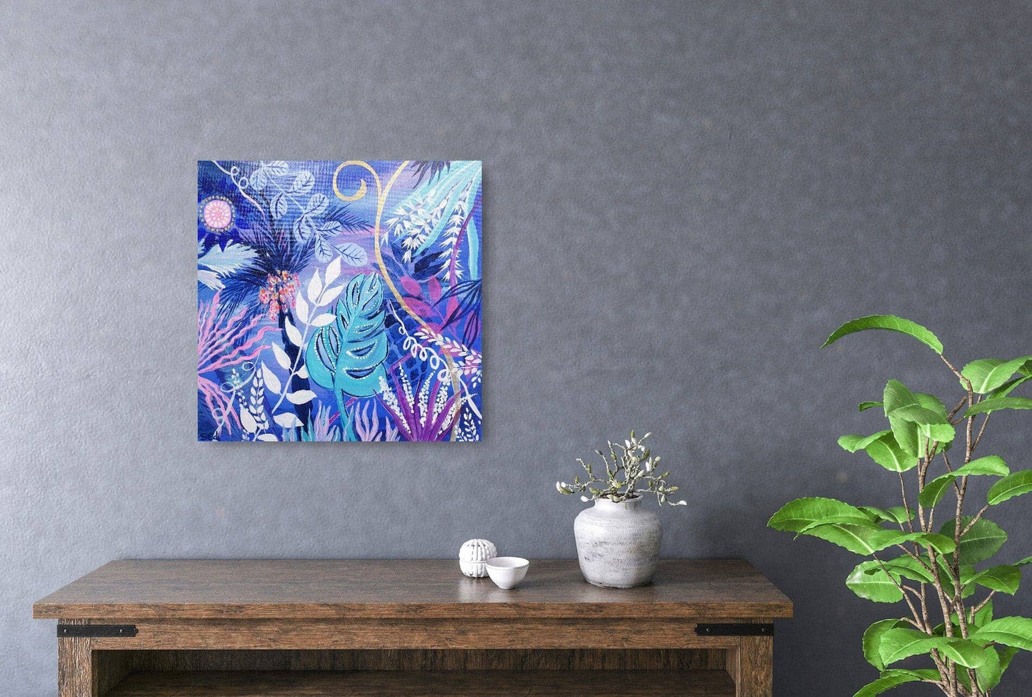 Blue jungle I, 40x40 cm Kunst & Unterhaltung sylviaeder-art