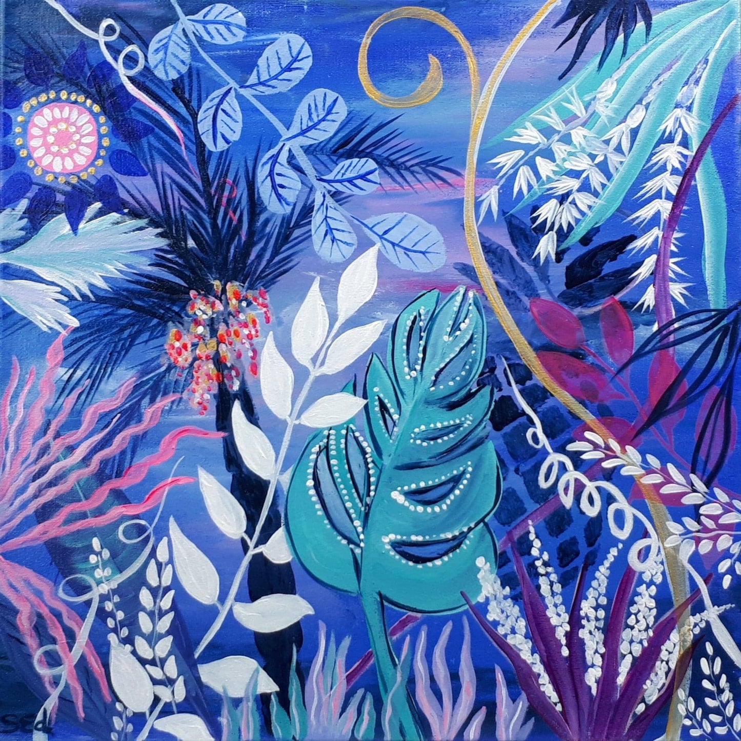 Blue jungle I, 40x40 cm Kunst & Unterhaltung sylviaeder-art