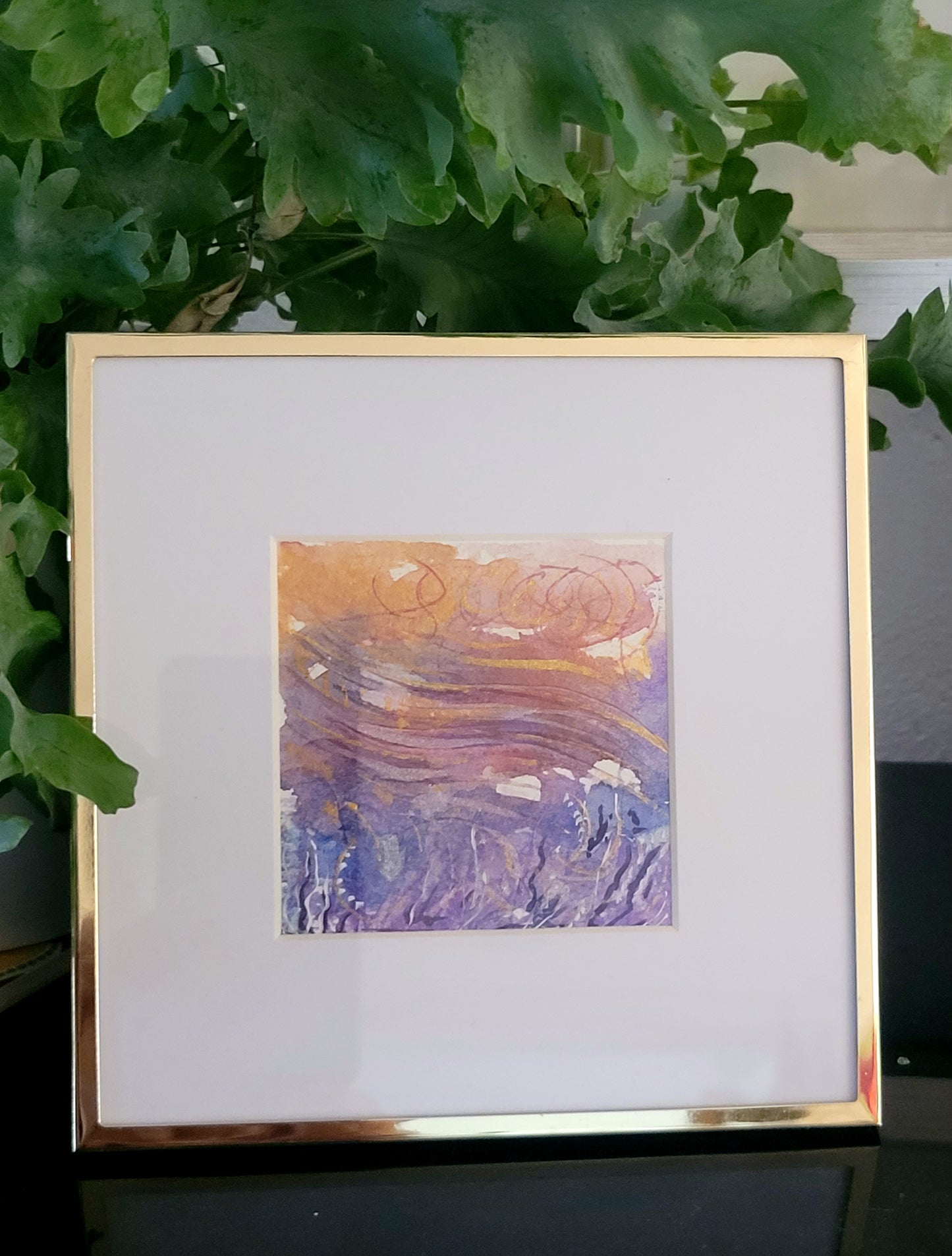 Watercolor ´Golden wind´, 10x10cm
