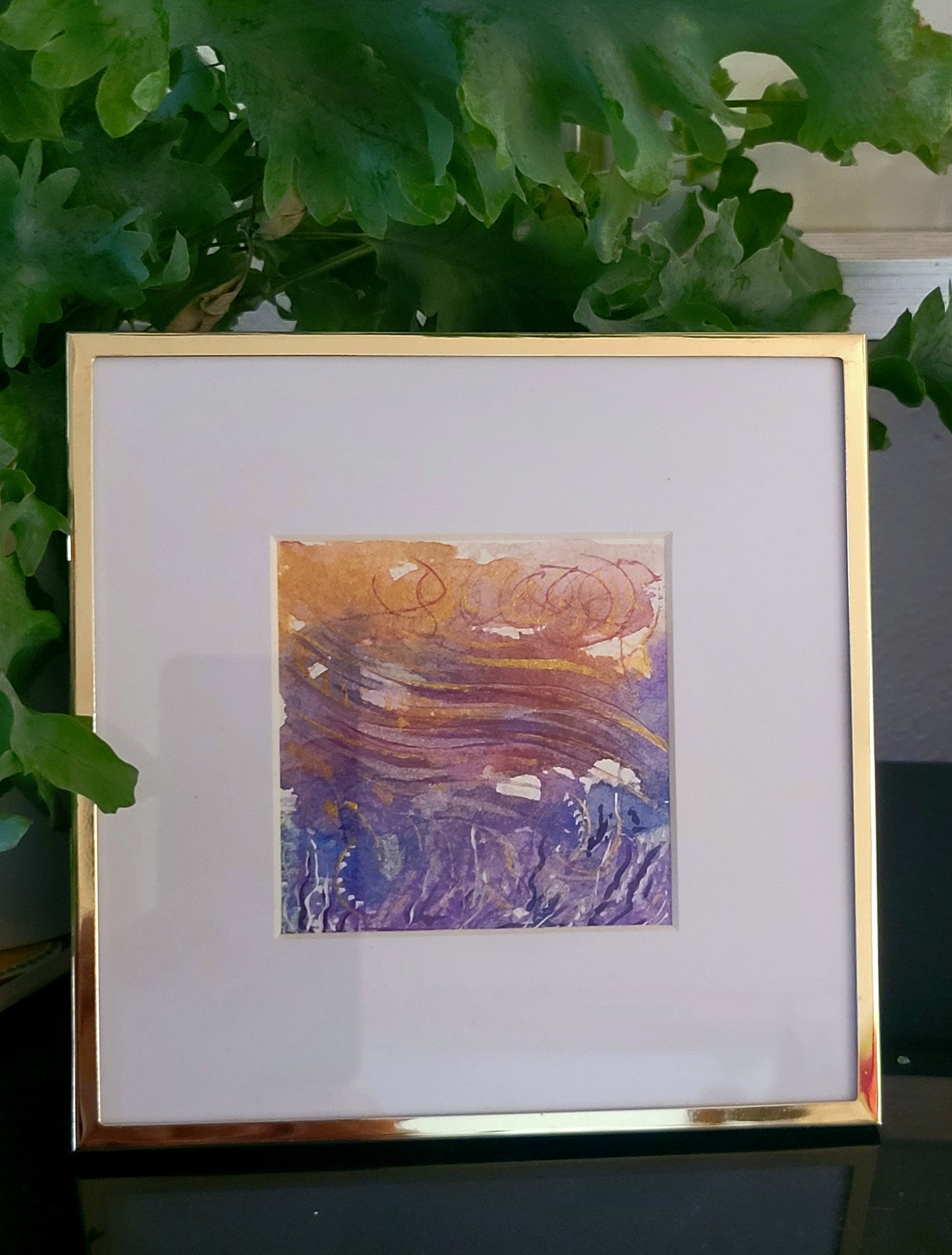 Watercolor ´Golden wind´, 10x10cm