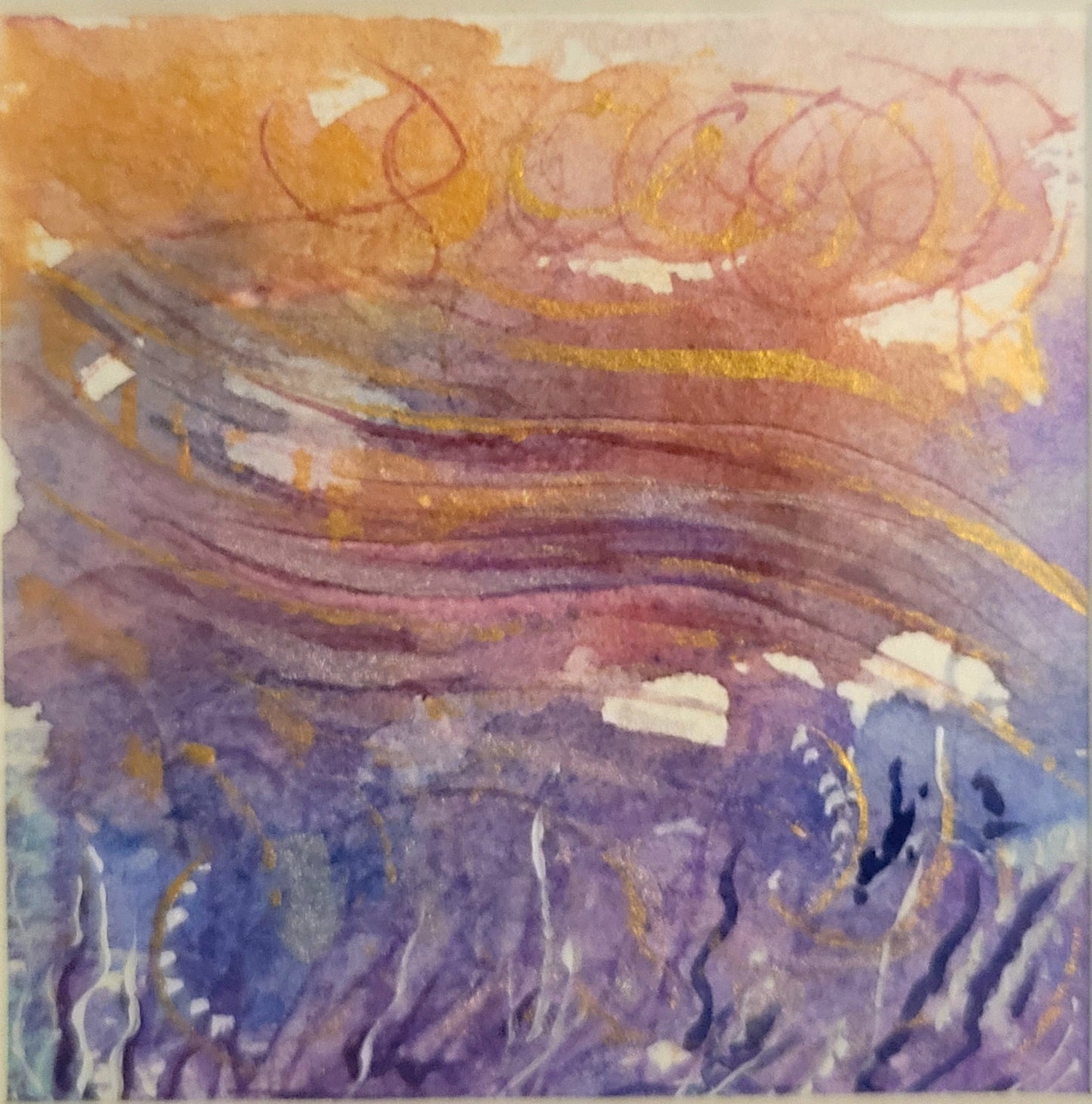 Watercolor ´Golden wind´, 10x10cm