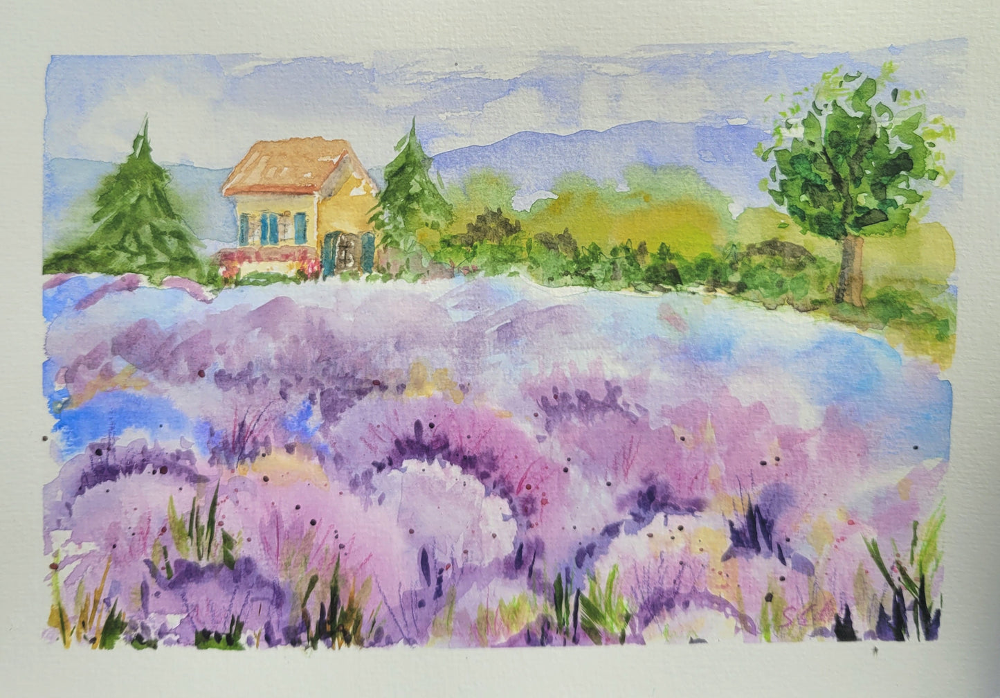 Watercolor ´Lavender dreams´ 15x20 cm