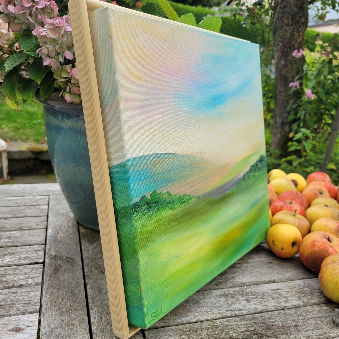 Blick ins Tal, (View into the valley) 30x30cm