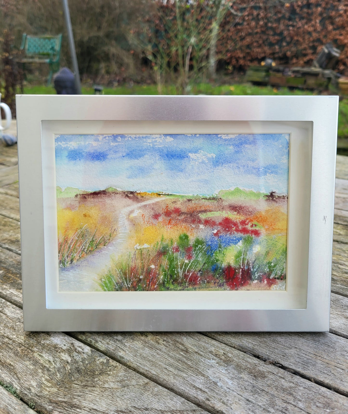 Aquarell ´Im Hohen Venn´, 18x13 cm „Zwischen Heideblüte und Himmelsrand: ein Weg durchs Hohe Venn.“