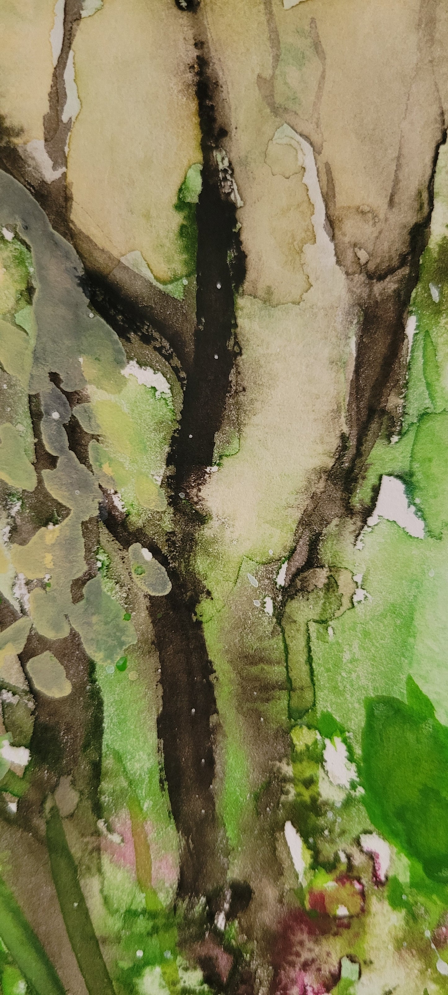 Watercolor ´Hydrangea at the edge of the woods´, 30x40cm