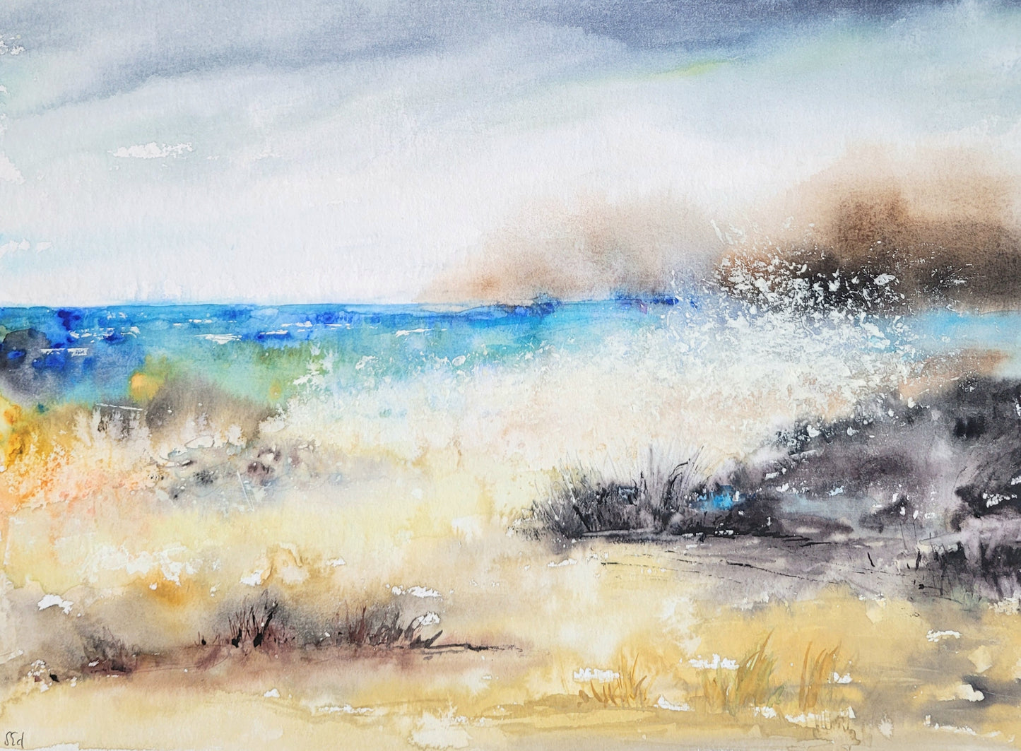 Watercolor ´Hiking the coastline´, 30x40cm