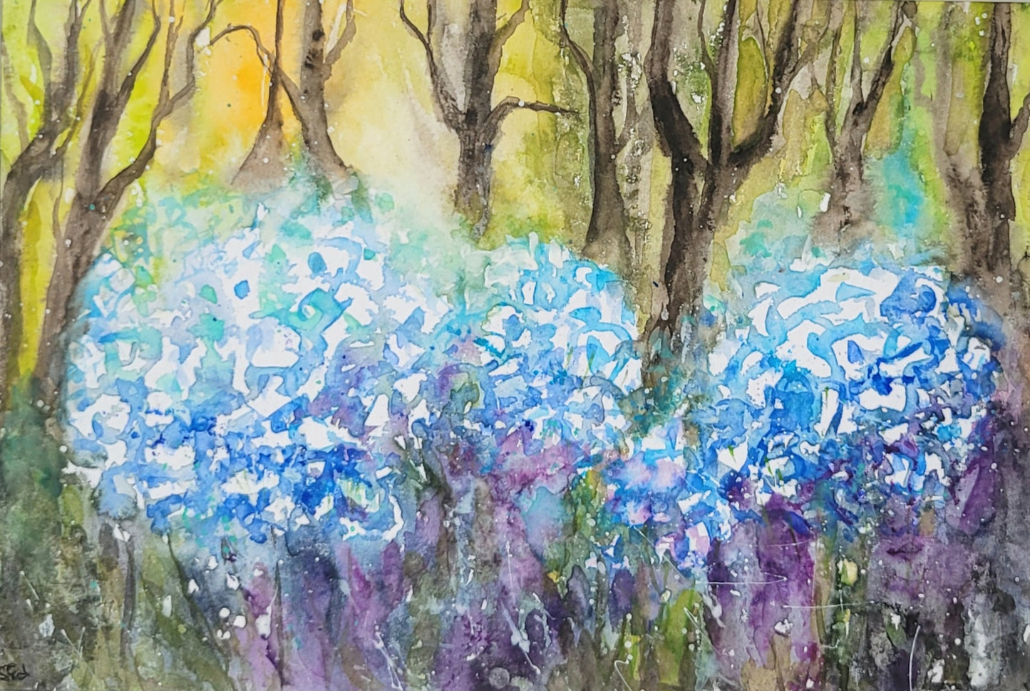 Watercolor ´Blooms at the edge of the forest´, 20x30cm