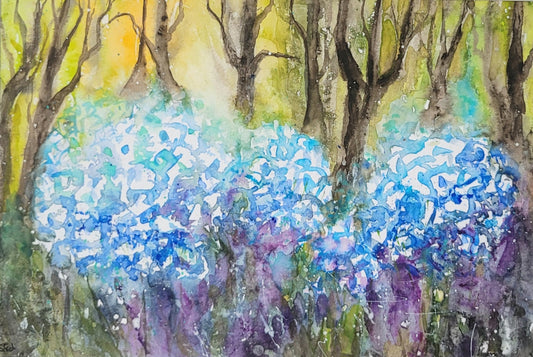 Watercolor ´Blooms at the edge of the forest´, 20x30cm