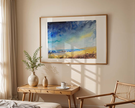 Watercolor ´Alone Time at the beach´, 30x40cm