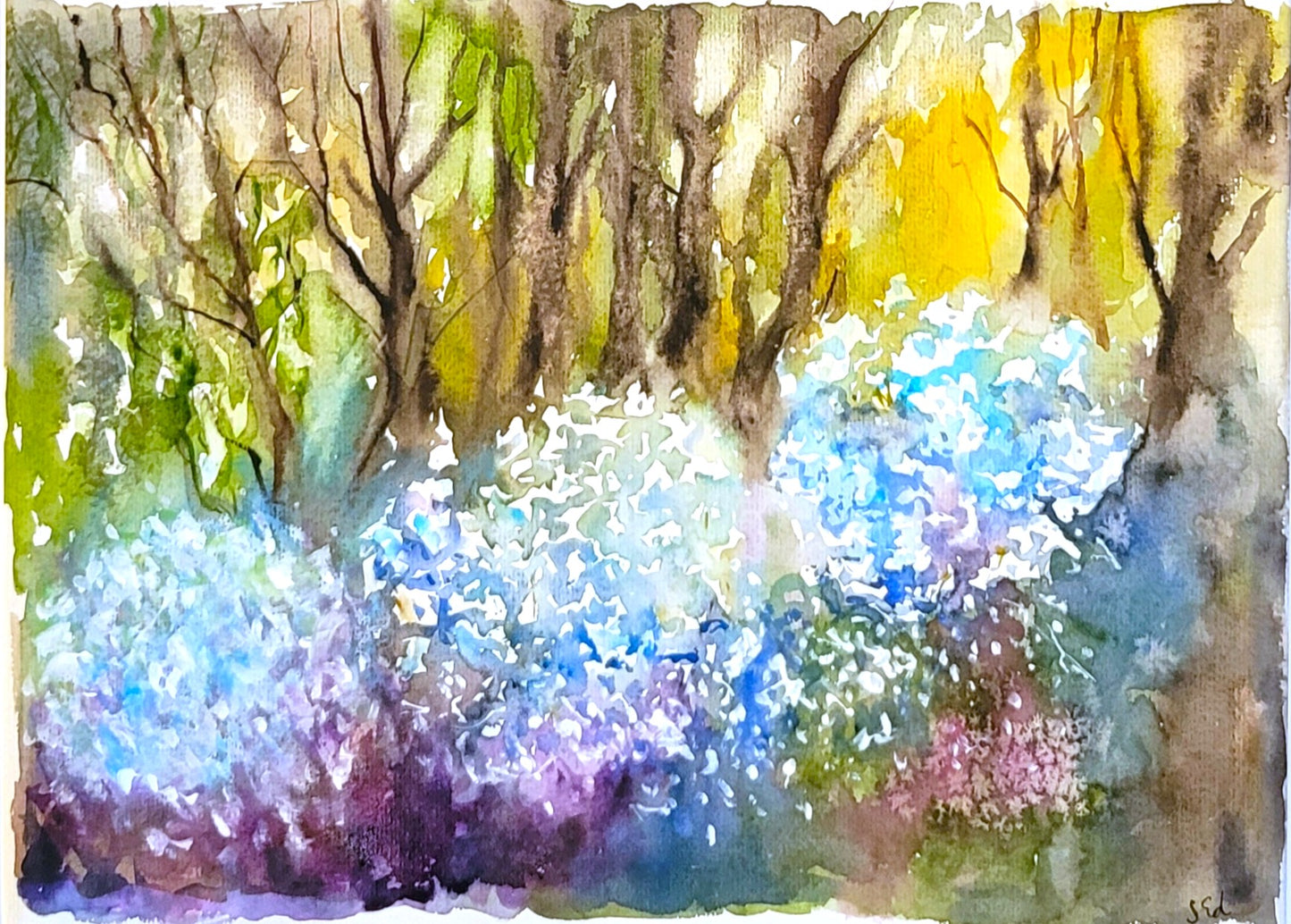 Watercolor ´From garden into the woods´ , 30x40cm