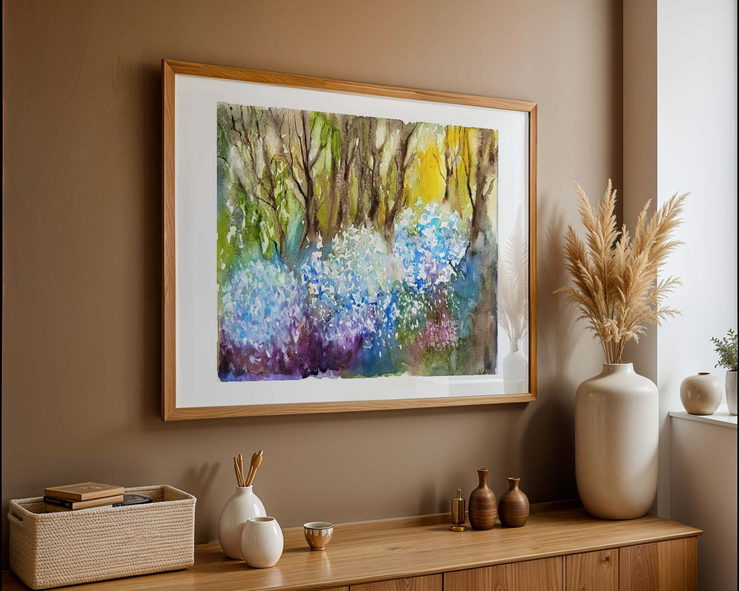 Watercolor ´From garden into the woods´ , 30x40cm