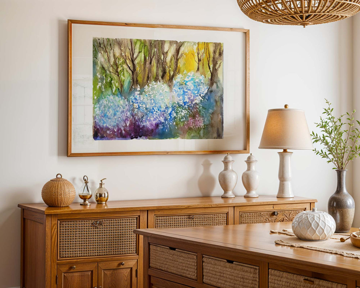 Watercolor ´From garden into the woods´ , 30x40cm