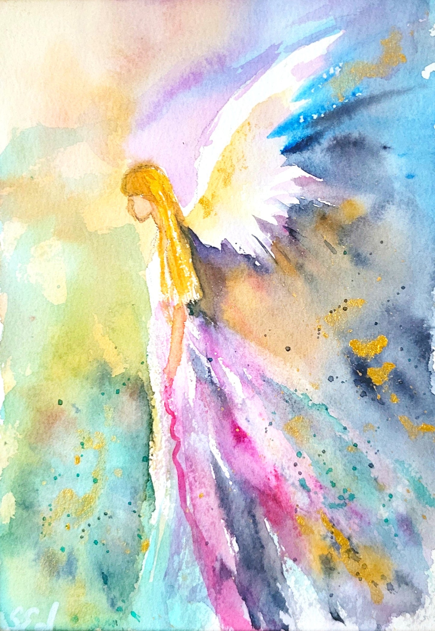 Aquarell Engel des Neubeginns, 18x13cm