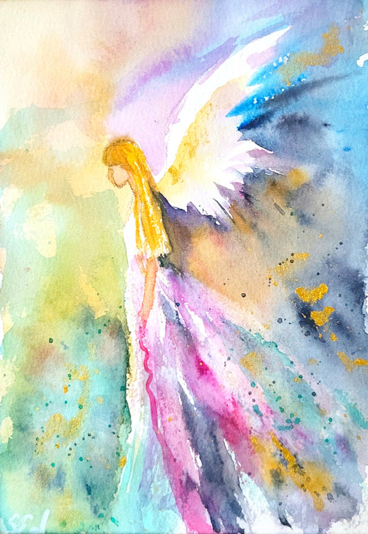 Aquarell Engel des Neubeginns, 18x13cm