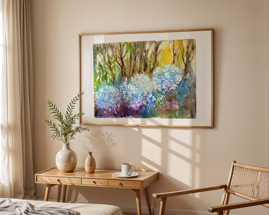 Watercolor ´From garden into the woods´ , 30x40cm