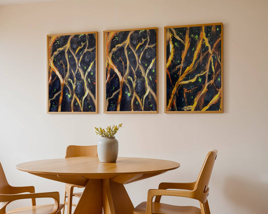 ´Metamorphosis of the earth´, Set of three each 24x18 cm