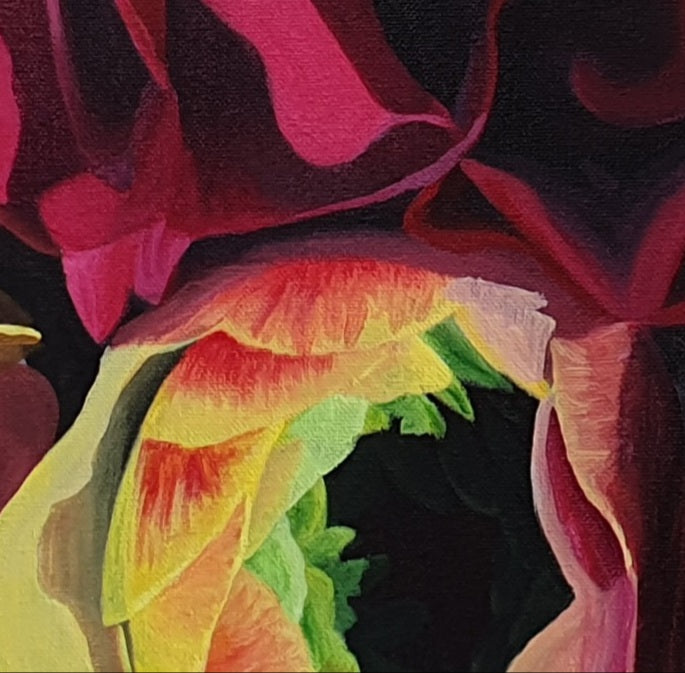 Ranúnculos y rosas, 60x80 cm