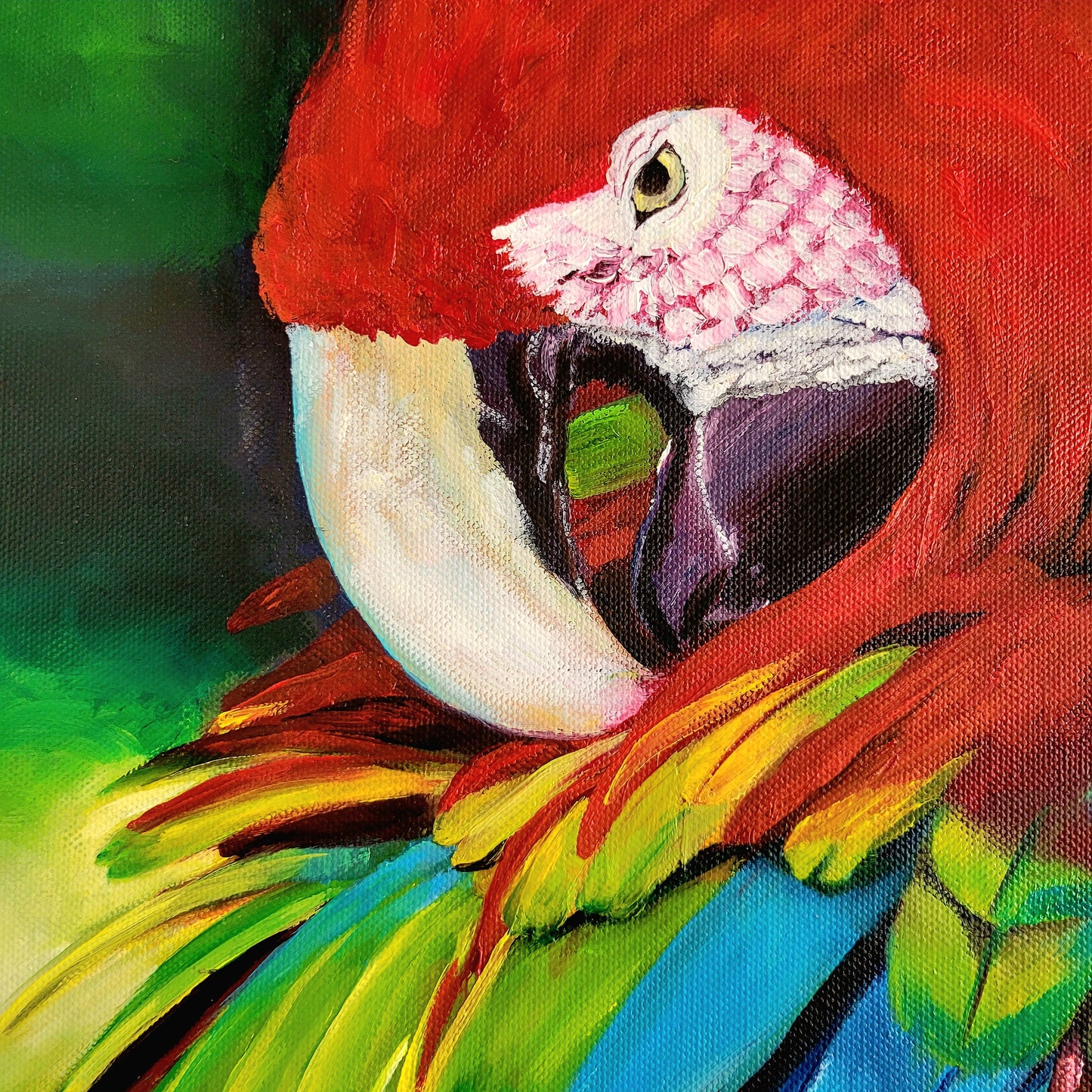 Exotic Ara parrot, oil painting, 60x40cm